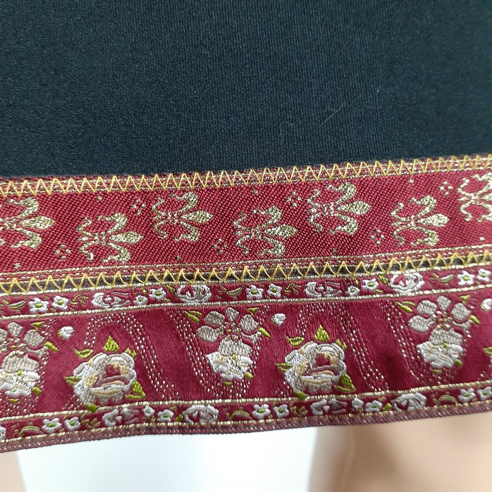 Vintage Black Skirt with Red Patterned Hem - Picture 6 of 8